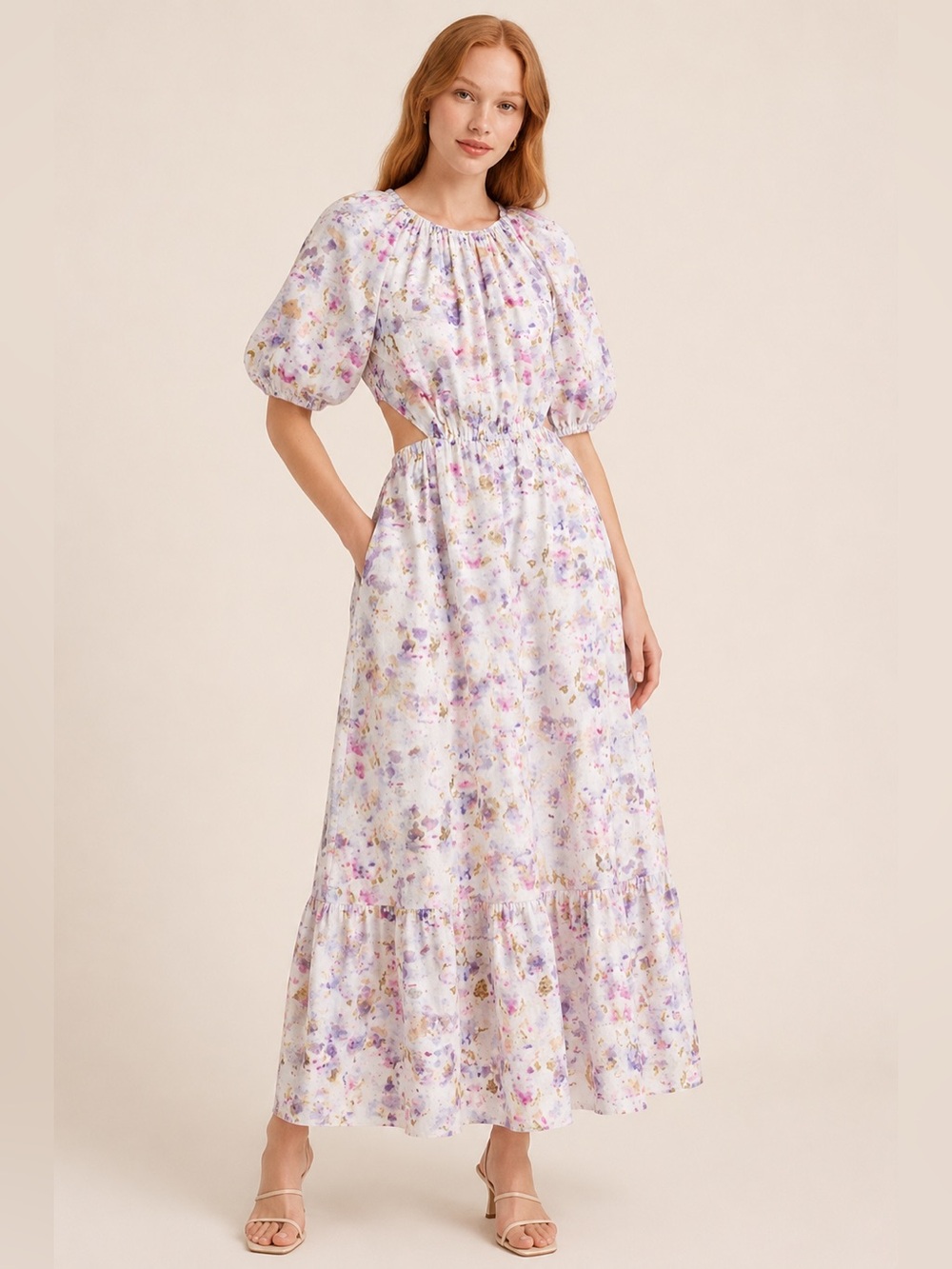 J. Crew White Floral Open Back Midi Dress w/ Pockets 8 Tall Romantic Feminine